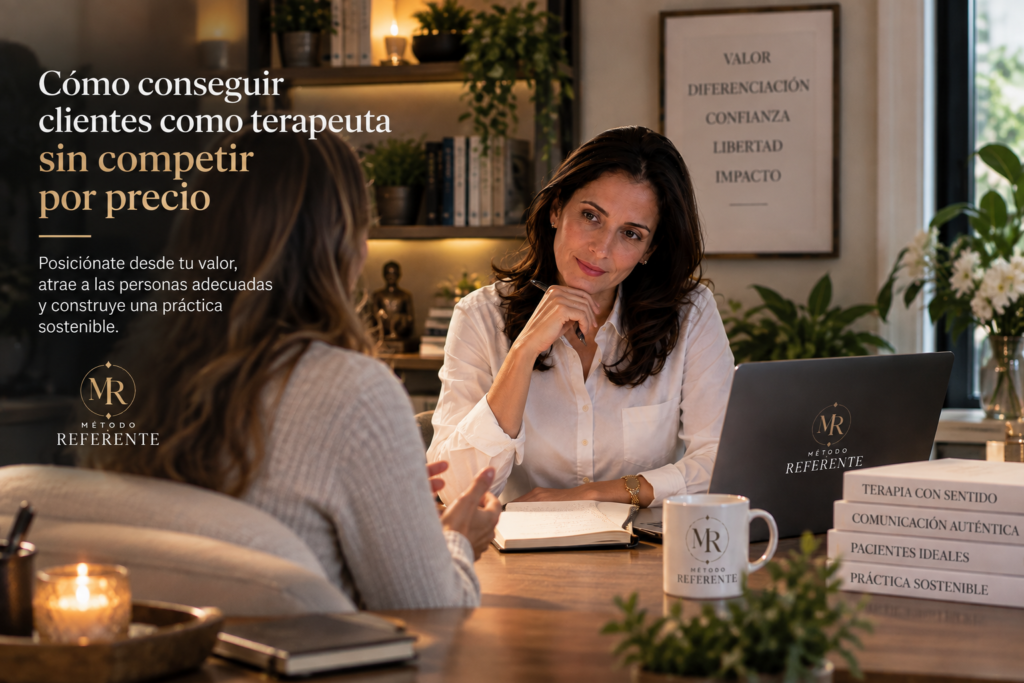 Aprende a conseguir clientes como terapeuta sin competir por precio mediante especialización, autoridad, transparencia y canales sostenibles. Intención principal: cómo conseguir clientes como terapeuta.